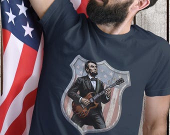 Koszulka unisex z Abe Lincolnem i gitarą | 4 lipca Ameryka 250