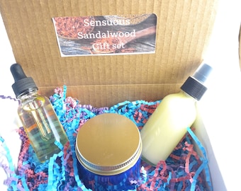 SENSUOUS SANDALWOOD gift set| body oil | fragrance mist| body cream| lotion|