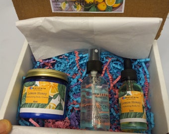 Lemon + Honey | Gift set| body cream | body oil| fragrance Mist | Christmas