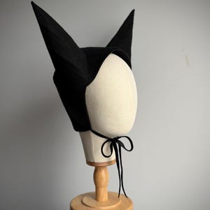 Black Devil Horns Hat, Felt Costume Hood, Vintage Style, Max Hat