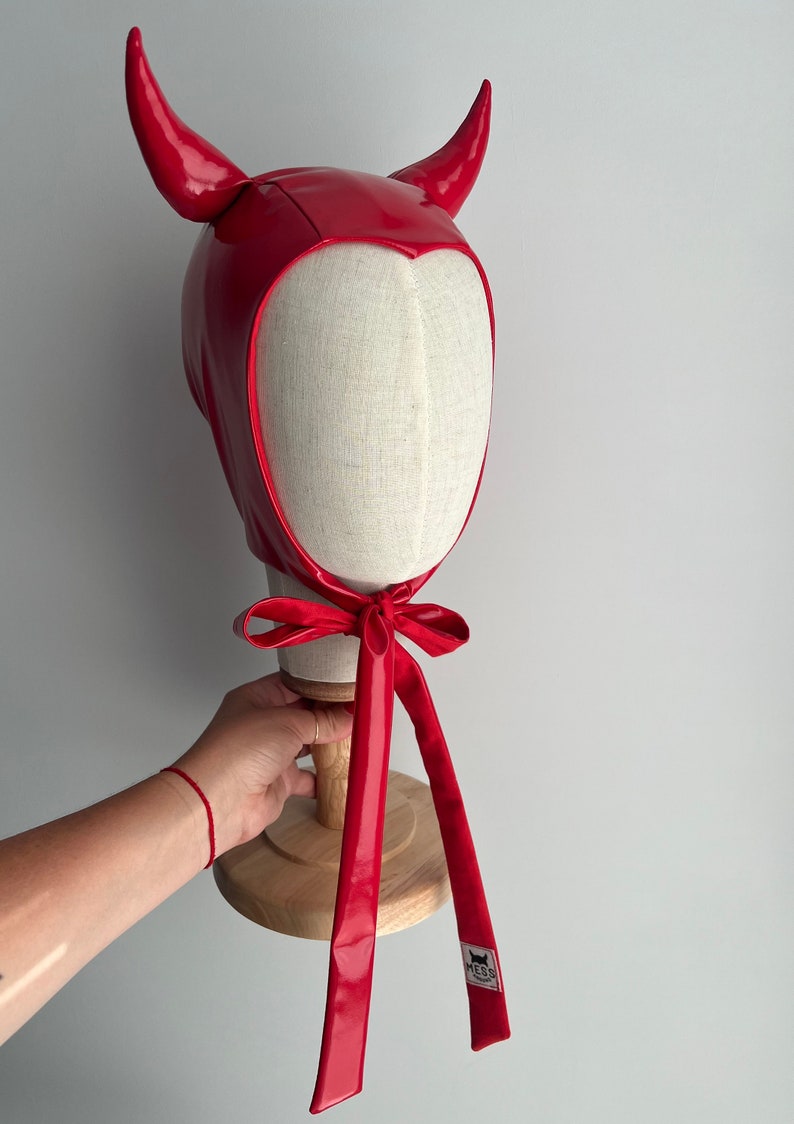 Red Devil Horn Hat Devil Vintage Devil Latex Hood Etsy Australia