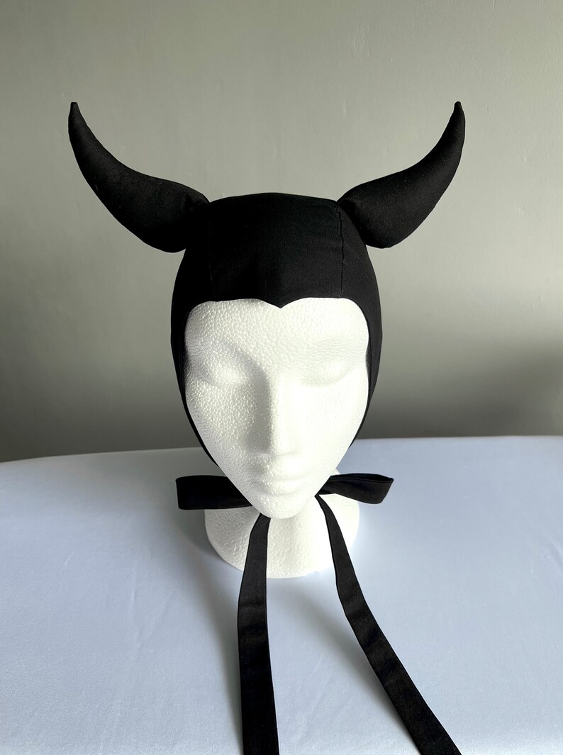 Black Devil Horn Hat Devil Vintage Devil Hood Hat Etsy
