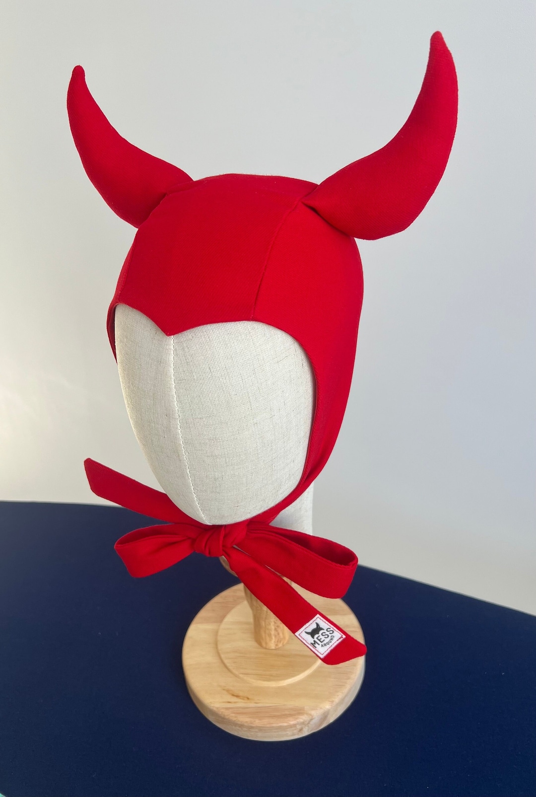 Red Devil Horn Hat, Devil Vintage Devil Hood, Hat With Horns