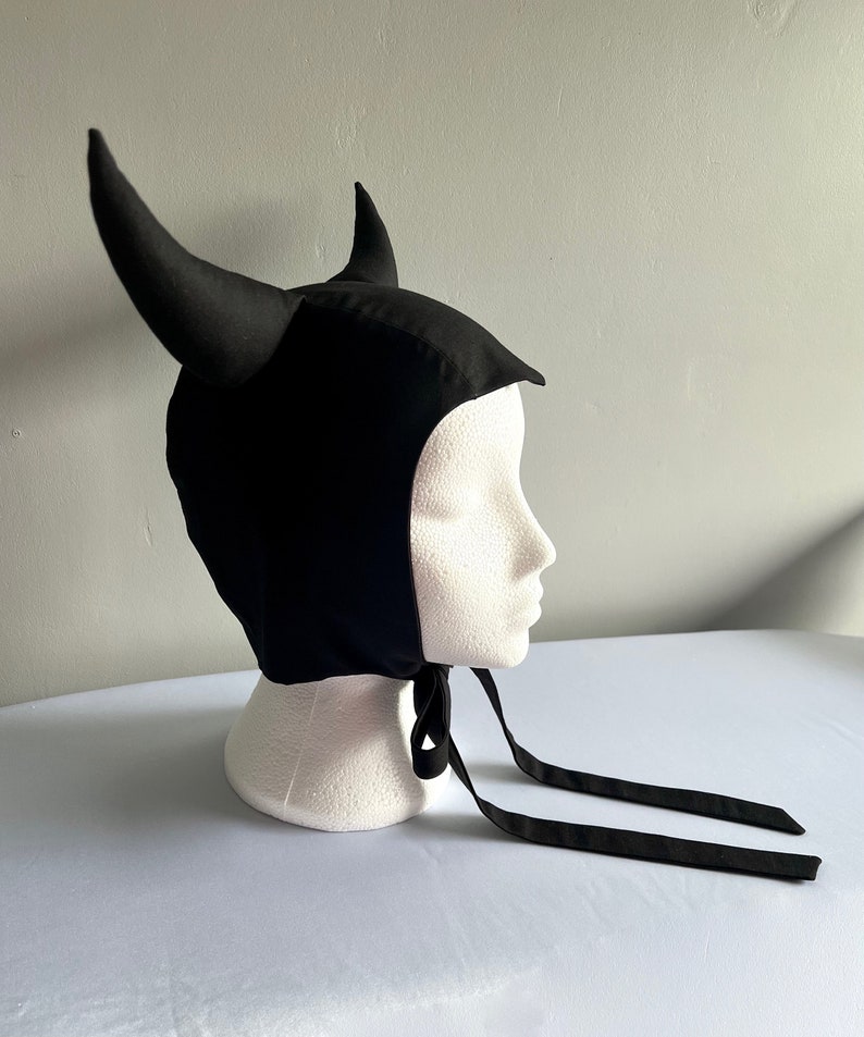 Black Devil Horn Hat Devil Vintage Devil Hood Hat Etsy
