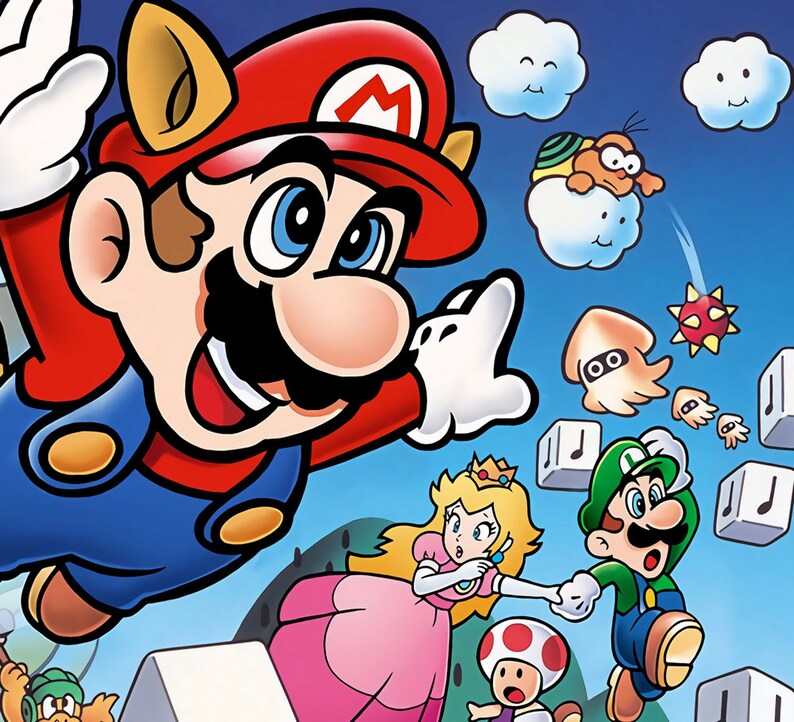 Poster Super Mario Bros 3. Artwork Cover Promo NES 1988 Etsy