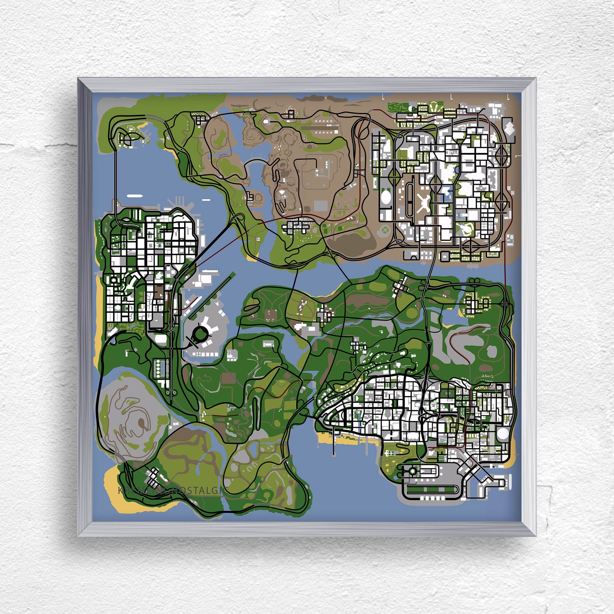 San andreas mapa mundo Etsy México