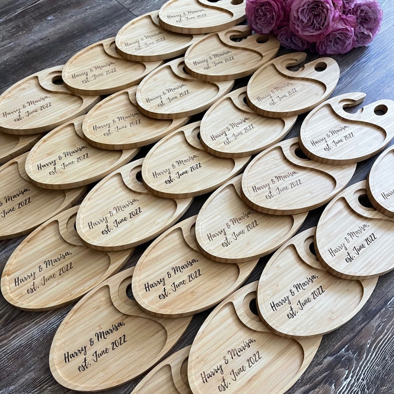 Bamboo Appetizer Plate & Wine Glass Holder Wine Appetizer Etsy