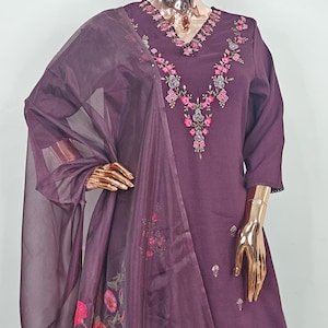 Indian Party Silk Kurta Set Kurta with Trousers & Dupatta Salwar Kameez Set Pakistani Suit XXL Plus Size Kurta Indian Dress Kurtis for Women