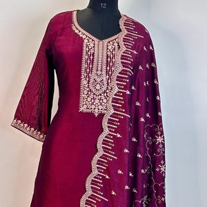 Silk Kurta Set Kurta with Trousers & Dupatta Salwar Kameez Set Pakistani Suit XXL Plus Size Kurta Indian Dress Kurtis for Women Tunic Dress