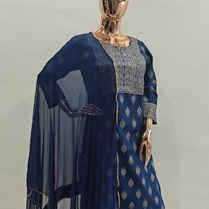 Indian Wedding Kurta Palazzo Set Straight Kurta With pant Bridesmaid Dress Silk Kurta Palazzo 3Piece Set XXL Plus Size Kurta Pakistani Dress