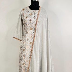 Silk Kurta Set Kurta with Trousers & Dupatta Salwar Kameez Set Pakistani Suit XXL Plus Size Kurta Indian Dress Kurtis for Women Tunic Dress