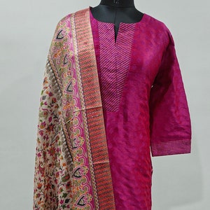 Silk Kurta Set Kurta with Trousers & Dupatta Salwar Kameez Set Pakistani Suit XXL Plus Size Kurta Indian Dress Kurtis for Women 3Piece Set