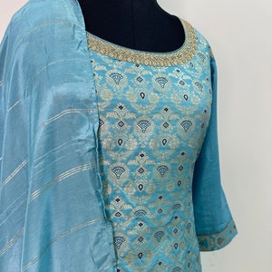 Silk Kurta Set Kurta with Trousers & Dupatta Salwar Kameez Set Pakistani Suit XXL Plus Size Kurta Indian Dress Kurtis for Women 3Piece Set