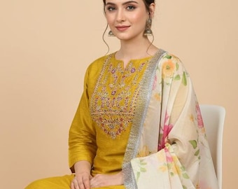 Haldi Function Salwar Kameez Set Indian wedding dress Readymade Kurta Palazzo Pakistani Suit Set Bollywood Designer Kurta Mustured Kurta Set