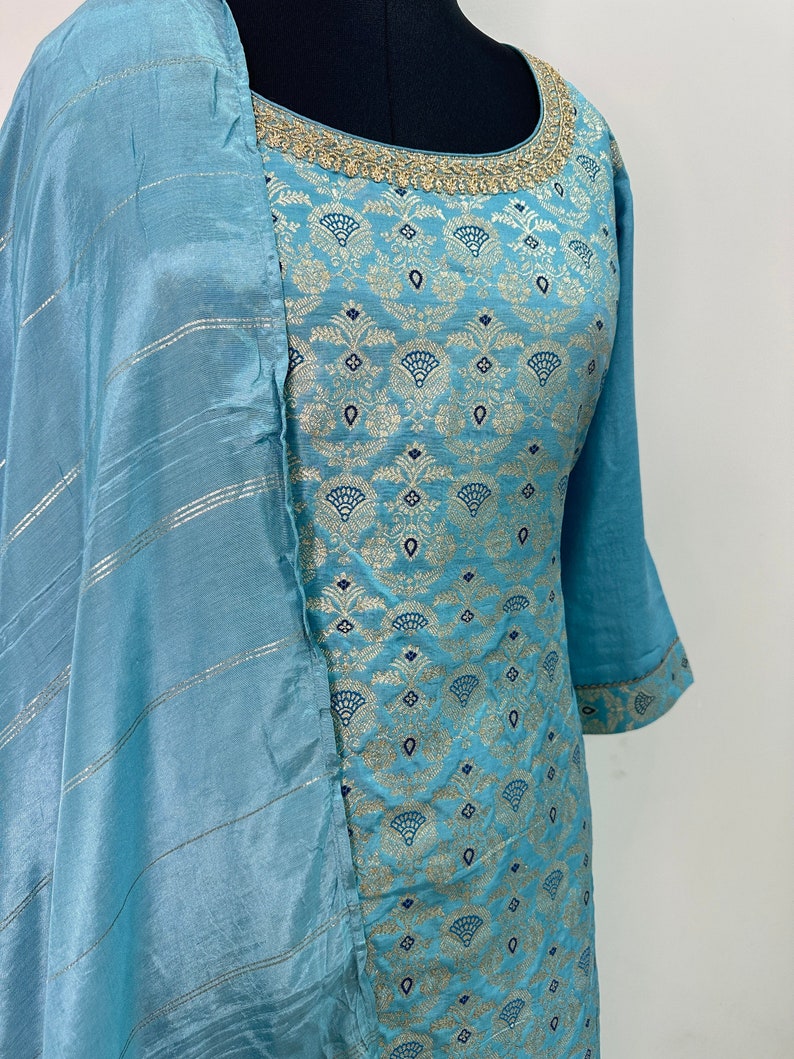 Silk Kurta Set Kurta With Trousers & Dupatta Salwar Kameez Set ...