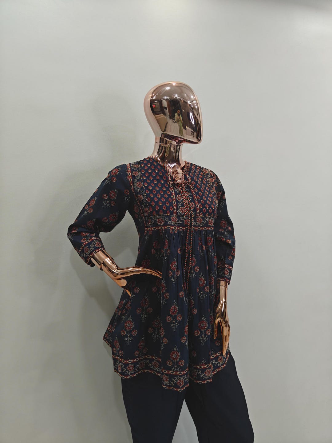 Embroidered Kurti Knee Length Short Dress Tunic Gown