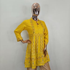 Embroidery Cotton Tunic Kurta - Short Kurti - T-shirt For Women - Kurtis For Summer - XXL Plus Size Kurta - Indian Kurti - Tops and Tees