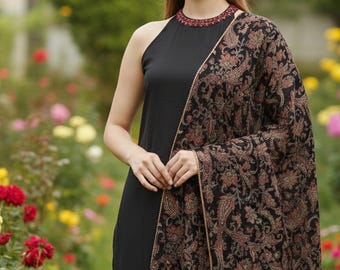 Conjunto de kurta de diseñador de Bollywood, kurta sin mangas, palazzo, salwar kameez negro, ropa de fiesta india, kurta étnica, traje salwar confeccionado