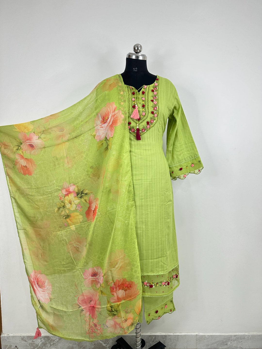 Green Ethnic kurta with Culottes