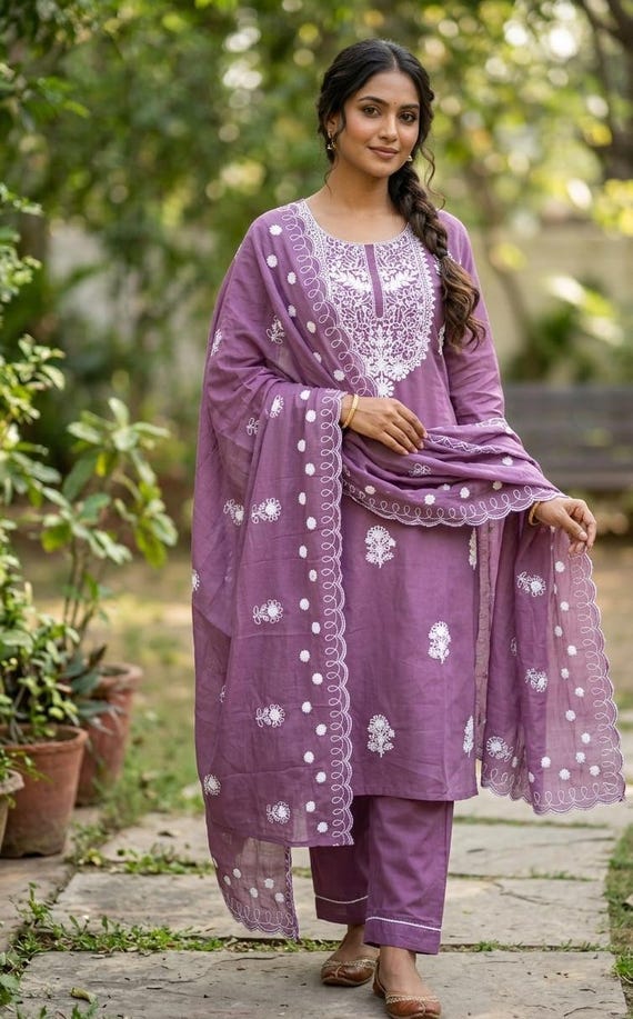 open lace back dress Elegant Lilac Pakistani Party Dress in Kameez Gharara Style – Nameera by  Farooq main image 0