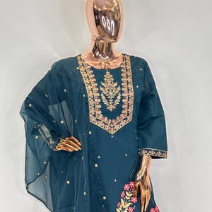 Silk Kurta Set Kurta with Trousers & Dupatta Salwar Kameez Set Pakistani Suit XXL Plus Size Kurta Indian Dress Kurtis for Women Tunic Dress