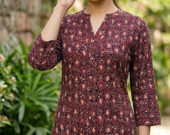 Pure Cotton Tunic Kurta - Short Kurti - Tops And Tees - T-shirt For Women - Tunic Dress - Short Kurti - 3XL Plus Size Kurta - Indian Kurti