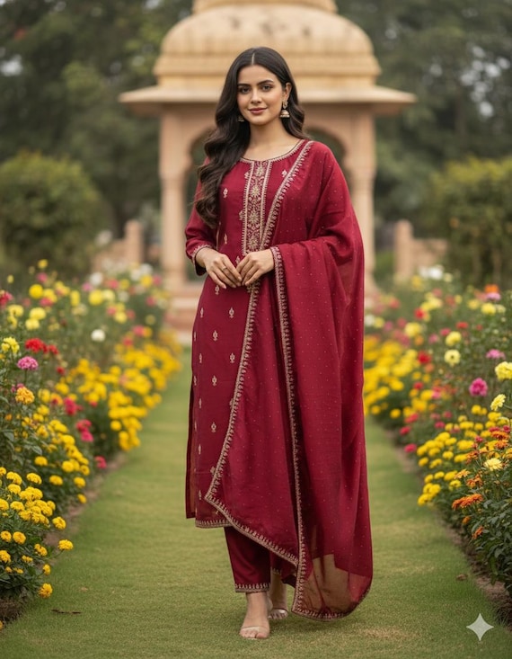 Yanustuti Kurta Set Para Mujer Con Dupatta Y Palazzo