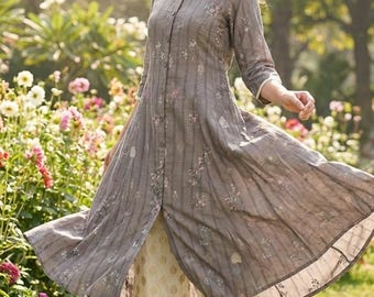 Cotton A-line Kurta with Palazo Salwar Kameez Set Pakistani Suit XXL Plus Size Kurta Indian Dress Kurtis for Women 3 Piece Set Readymade Kur