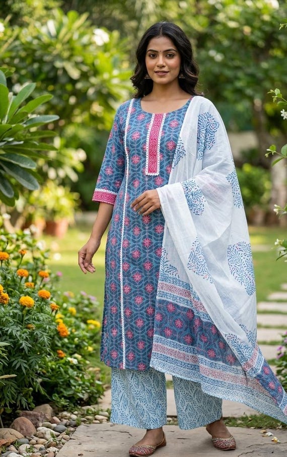 Women Cotton Plus Size Kurta Palazzo/3xl 4XL 5XL 6XL Kurta/ Party Wear /indian Dress/ Salwar Kameez Set/ Pakistani Suit/ Ethnic Kurta Women