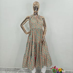 Women Readymade Kurta Printed Maxi Dress Indian Long Dress Women Long Kurti A-Line Kurta XXL Plus Size Kurta Dresses For Women Sleevless Top