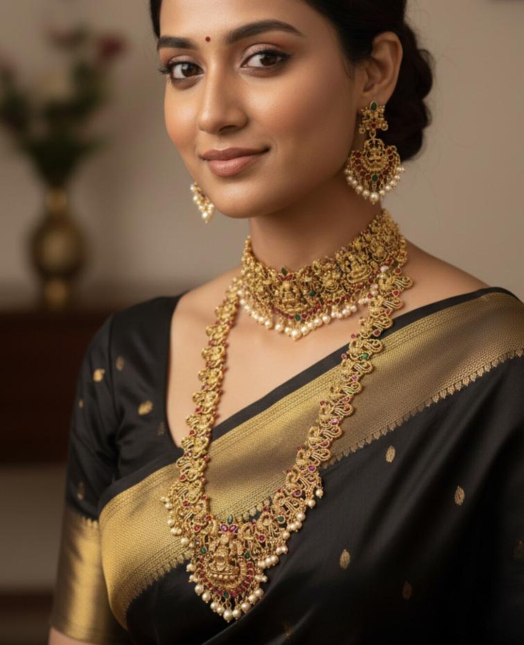 Meenakshi Temple Jewelry,gold Necklace, Choker Necklace, Victorian