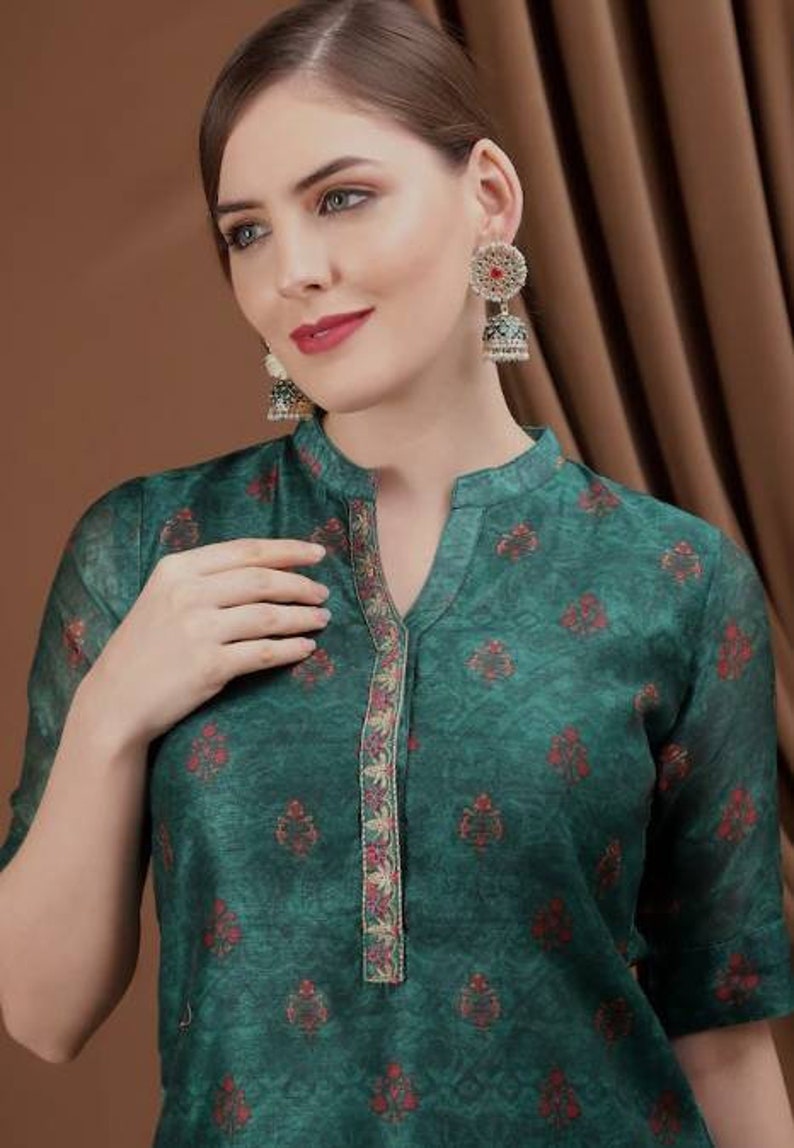 Party Wear Kurta Set Indian Wedding Dress Ethnic Wear Green Floral