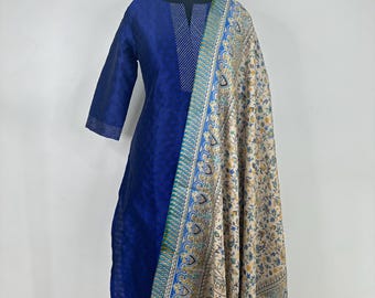 Silk Kurta Set Kurta with Trousers & Dupatta Salwar Kameez Set Pakistani Suit XXL Plus Size Kurta Indian Dress Kurtis for Women 3Piece Set