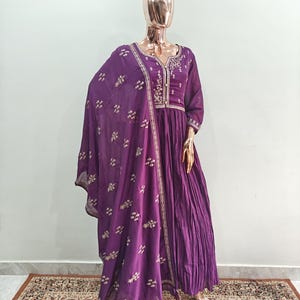 Purple Anarkali Zari Work Kurta Set - Ethnic Party Wear/ Pakistani Suit - Salwar Kameez Set / Indian Wedding Dress/ Bollywood Designer Kurta