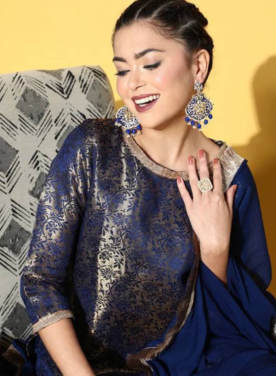 Party Wear Kurta Palazzo Pakistani Suit Festive Season Dress Indian Dress Kurta Palazzo Salwar