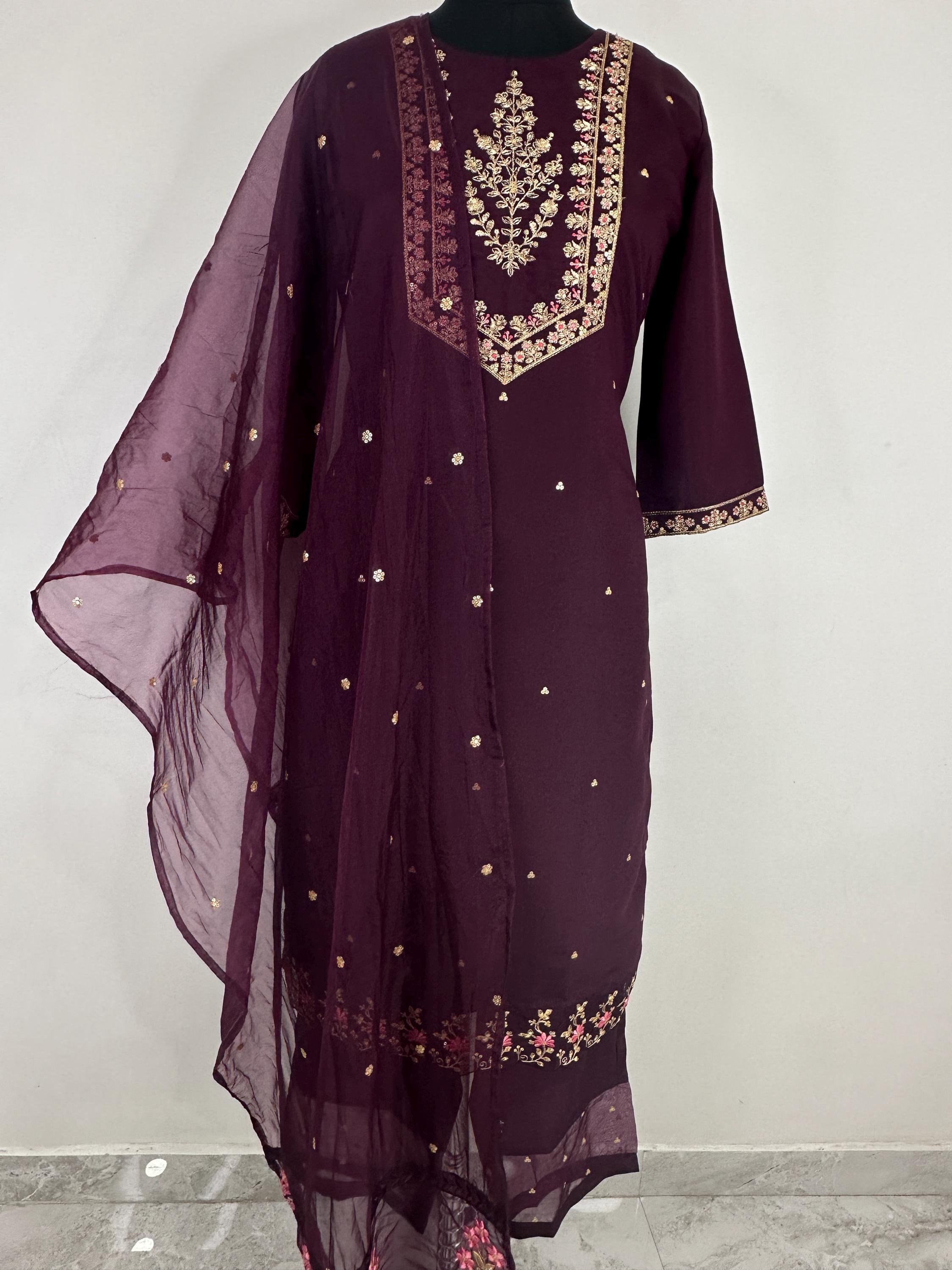 Silk Kurta Set Kurta With Trousers & Dupatta Salwar Kameez Set ...