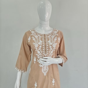 Embroidery Tunic Kurta - Short Kurti - T-shirt For Women - Tunic Dress - Short Kurti - 3XL Plus SizeKurta - Indian Kurti - Tops and Tees
