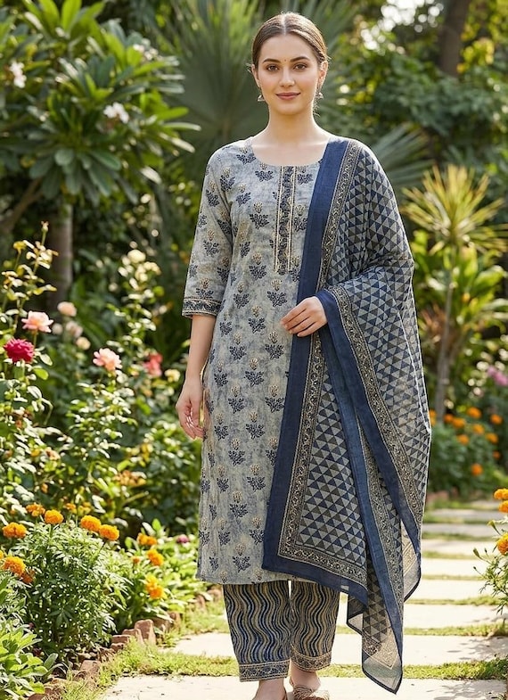 3XL,4XL,5XL Plus Size Kurta Set Indian Kurta Palazzo Salwar Kameez Set Ethnic Wear Pakistani Suit Set Pure Cotton Kurta Women Party Wear Set