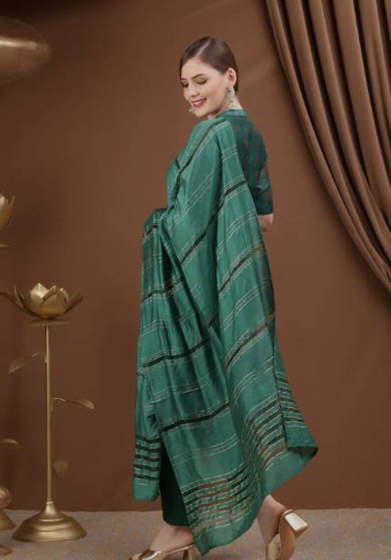 Party Wear Kurta Set Indian Wedding Dress Ethnic Wear Green Floral