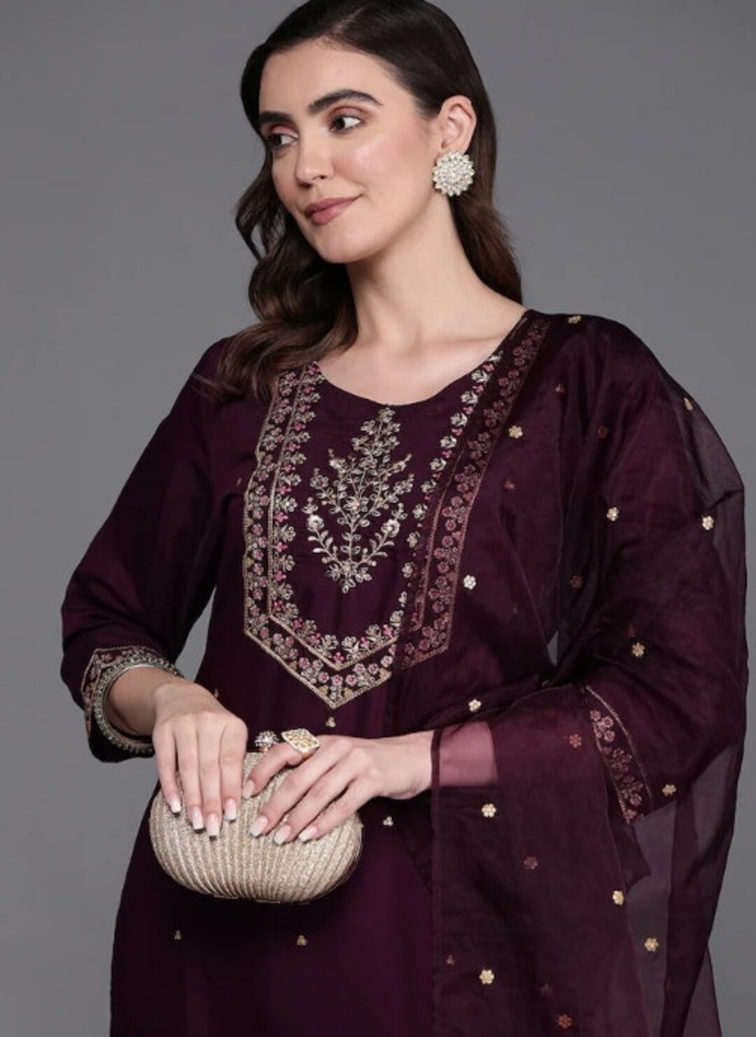 TRENDMALLS Dames Chaderi Katoen Borduurwerk Salwar Pak Set Kurta Broek met Dupatta Grijs Kurta Set voor Vrouwen, Grijs, L TRENDMALLS Dames Chaderi Katoen Borduurwerk Salwar Pak Set Kurta Broek met Dupatta Grijs Kurta Set voor Vrouwen, Grijs, L