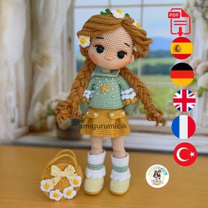 Schema PDF per la bambola all'uncinetto Marigold / Bambola amigurumi realistica (multilingue)