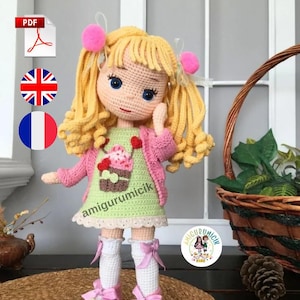 Kelly Amigurumi Doll Crochet Pattern PDF | English French Girl Doll Tutorial