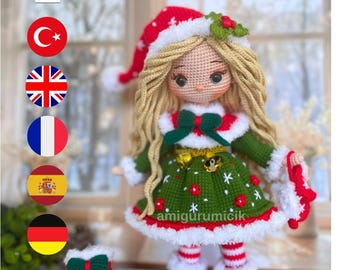 Crochet Amigurumi Doll Pattern – Noelle Christmas Holiday Toy (PDF Download)