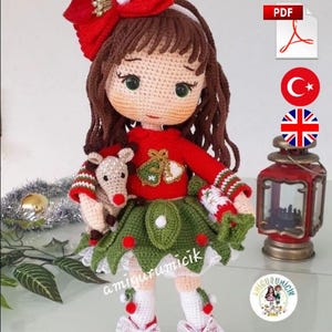 Christmas Crochet  Doll Pattern: Lucia Amigurumi (English -Turkish )