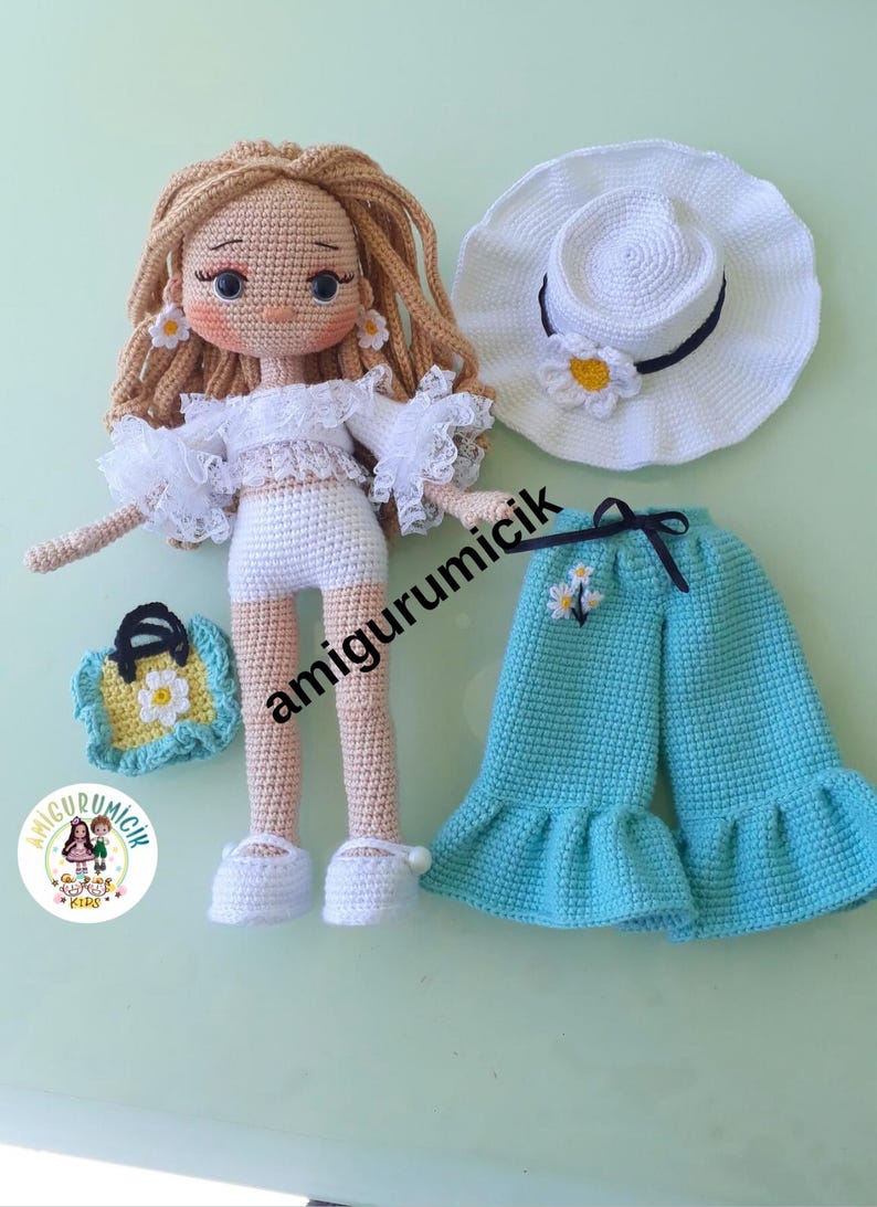Daisy Amigurumi Doll Crochet Pattern PDF | Girl Doll Tutorial | English Turkish French image 16