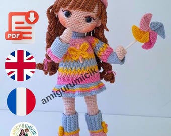 Padrão de crochê de boneca Rosie Amigurumi | Tutorial de boneca feminina (download de PDF)