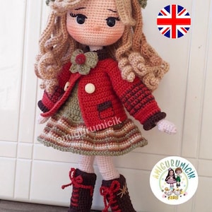 Eng-Fr Amigurumi Parla doll pattern in detailed crochet instructions,