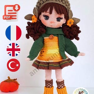 Amigurumi Hazel Doll Pattern – Crochet Doll PDF Tutorial (English- French- Turkish)