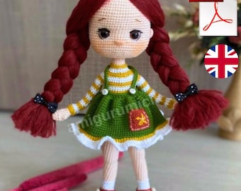 Schema per realizzare all'uncinetto la bambola amigurumi Lisa: istruzioni dettagliate in inglese (download in PDF)
