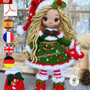 Weihnachtliche Amigurumi-Puppe Häkelanleitung – Noelle Holiday Toy _ (English_français_Deutsch_español)